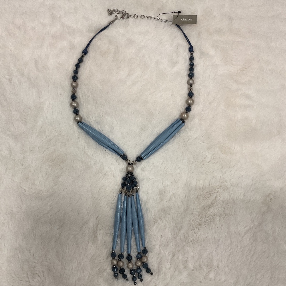 Chico’s Multi Strand Blue Waterfall Necklace